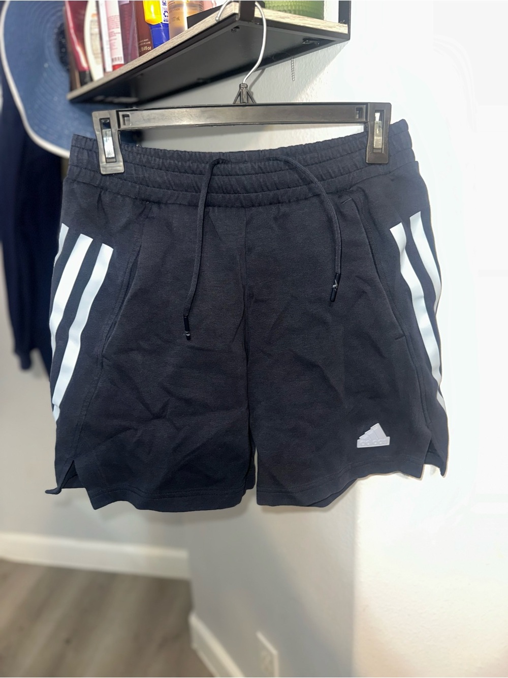 adidas Black Athletic Shorts with White Side Stripes